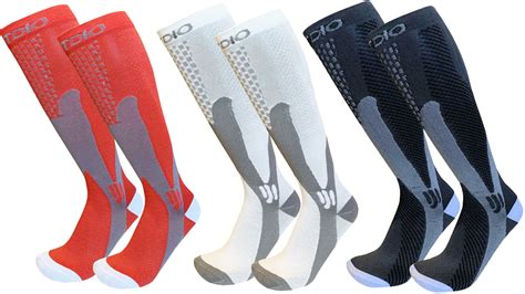 Graduated 15-20mmHG Knee High 3-Pair Multi-Color Athletic Compression ...