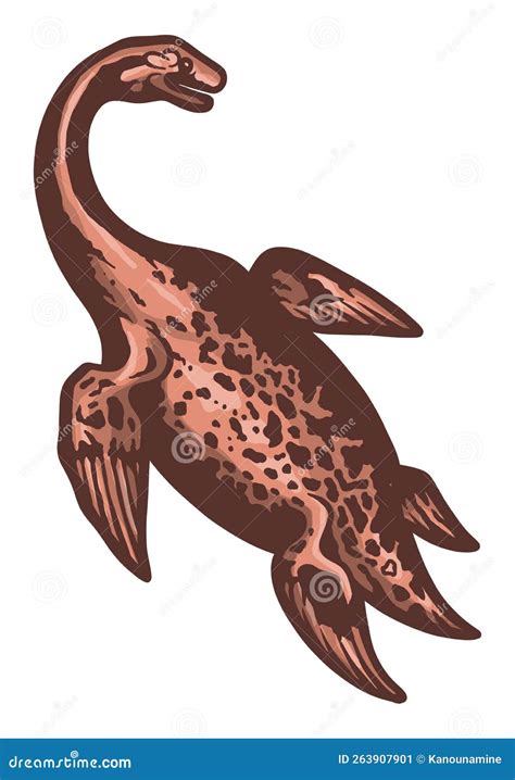 Cryptoclidus Dinosaur - Hand Drawn Vector Illustration Stock ...