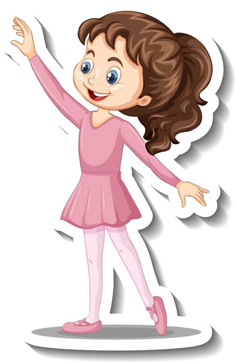pegatina de personaje de dibujos animados con una niña bailando ballet ...