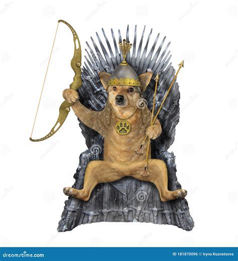 Dog with Bow and Arrows on Throne Stock Photo - Image of leader ...