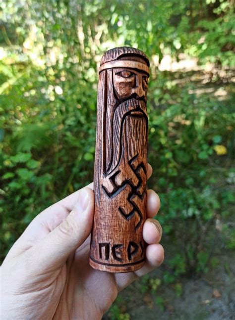 Perun god wooden statue slavic mythology art | Etsy