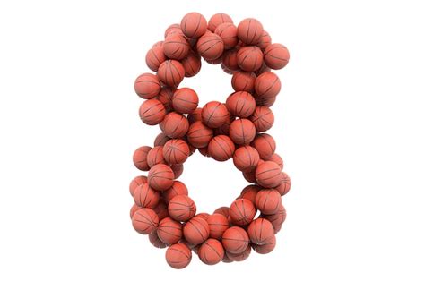 Premium Photo | Number 8 from basketball balls 3d rendering