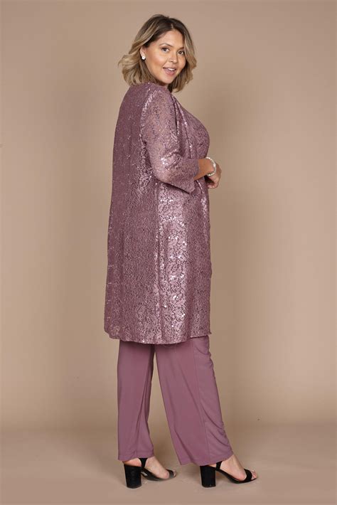 Dusty Blue R&M Richards 1993W Plus Size Formal Lace Jacket Pant Suit