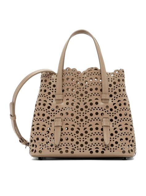 Alaïa Mina 20 Tote Bag in Natural | Lyst