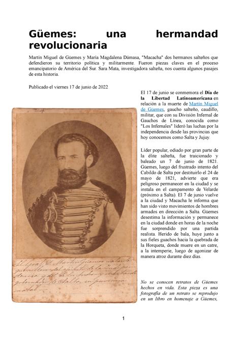 Macacha Güemes-Sara Mata - Güemes: una hermandad revolucionaria Martín