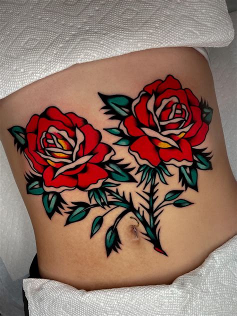 Rose Tattoo On Stomach