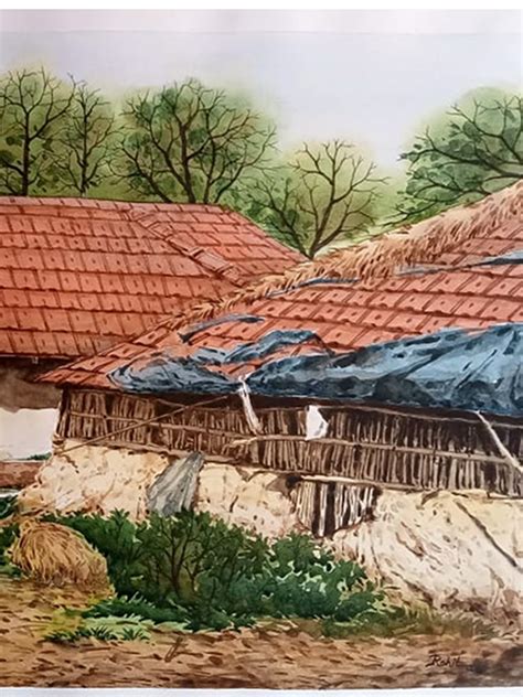 Indian Village | Watercolor On Canvas | By Rohit | Exotic India Art