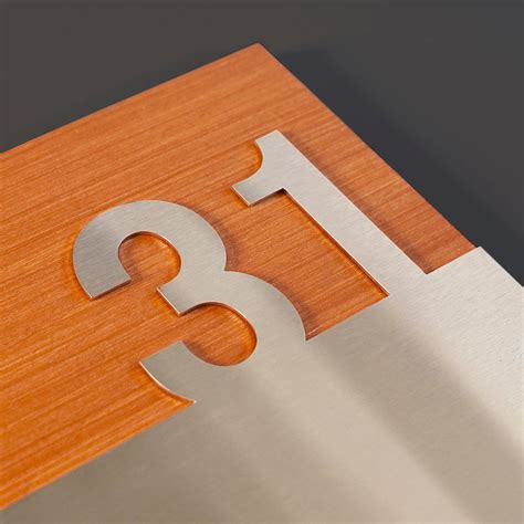 Door Numbers: Sign for Room Decor — Wood & Stainless Steel Sign – Bsign