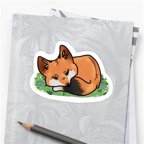 "Tired Fox" Sticker by BaburuSoda | Redbubble