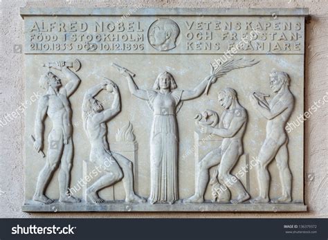 Engraving In Memorial Of Alfred Nobel. Located On The City Hall Of ...