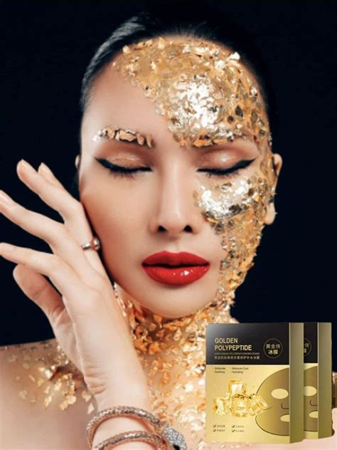 24K Gold Face Mask 10 pack - Vegan Gold Facial Mask - Boosting Collagen ...