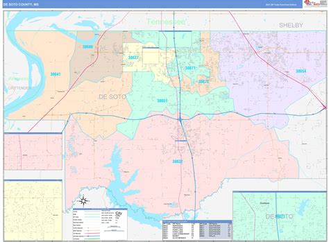 DeSoto County, MS Wall Map Color Cast Style by MarketMAPS - MapSales.com