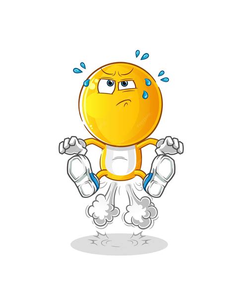 Premium Vector | Emoticon head cartoon fart jumping illustration