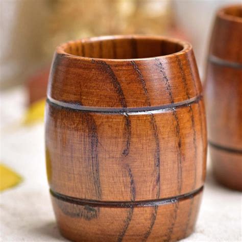 Buy Barrel Shape Beer Tea Coffee Milk Water Cup Wooden Kitchen Bar Pub ...