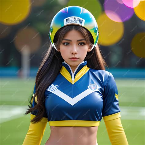 Premium AI Image | Portrait of a beautiful asian cheerleader in sportswear