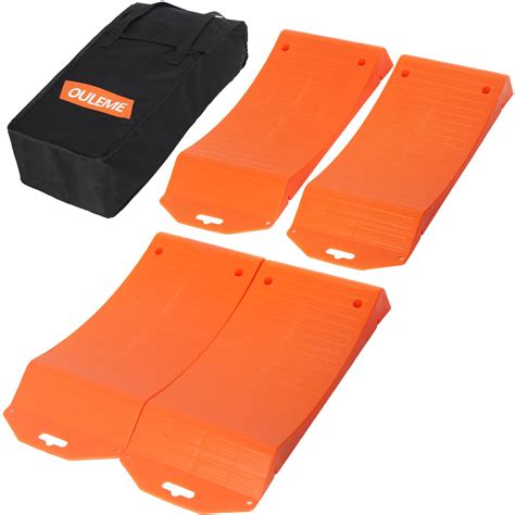 OULEME Tire Saver Ramps, 4 Pack with Anti-Slip Pads and Carry Bag, Tire