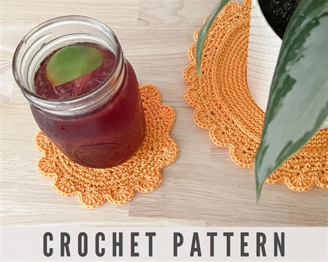 Crochet Coaster Pattern for Drinks and Plants - Etsy