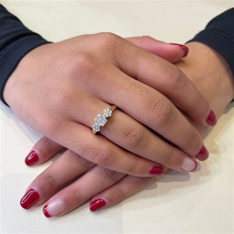 14K Yellow Gold (0.47ct) Past Present Future Diamond Cluster Ring