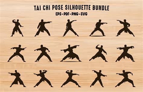 tai chi pose silhouette clipart bundle graphic  gfxexpertteam