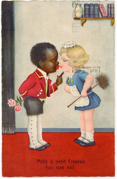 Lot - Antique Rare Interracial Postcard