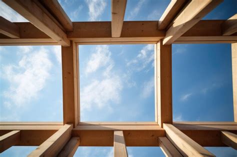 Premium AI Image | Detail of wooden frame of the prefabricated structure