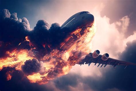 Premium Photo | Aircraft explosion during flight Airliner catastrophe ...