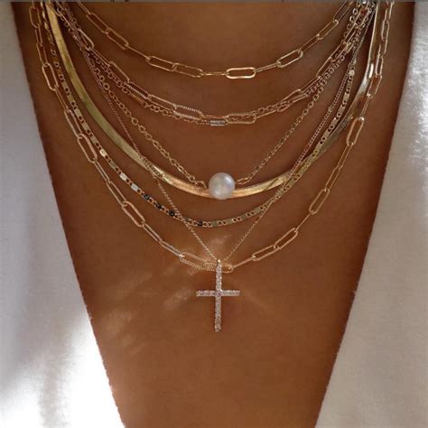 Gold Layering Necklace Cross Necklace Stacking Necklace - Etsy