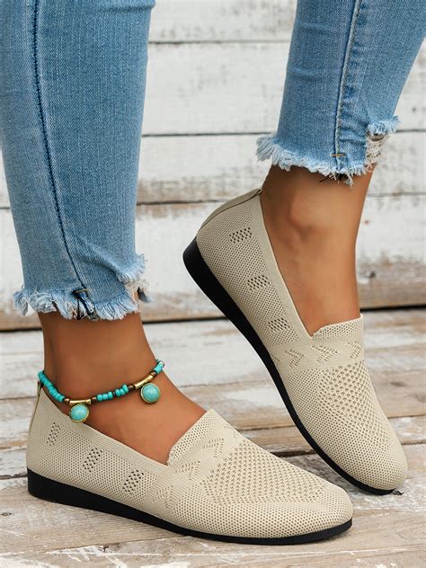 Women's Breathable Mesh Fabric Flat Shoes | zolucky