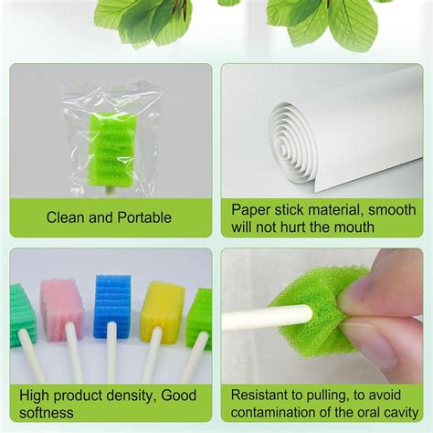Argomax Oral Sponges Swab - 100 Pcs Green Oral Care Foam for Hygiene