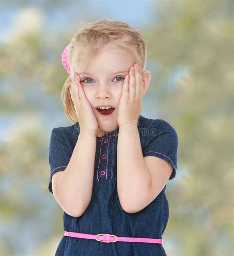 Little Blonde Girl in Red Dress. Stock Photo - Image of girl, childhood ...