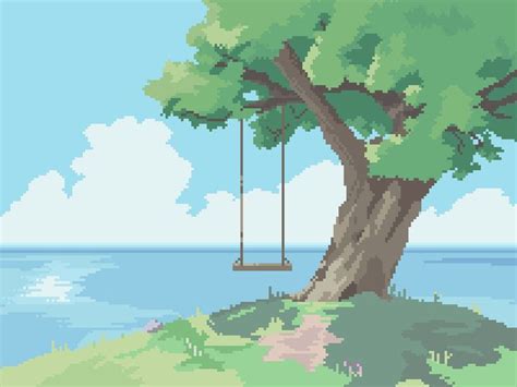 khaled482: “Tree ” | Pixel art landscape, Anime scenery wallpaper ...