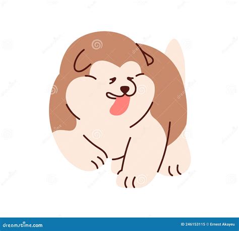 Cute Chinese Alaskan Malamute Puppy Running with Tongue Out. Funny