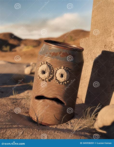 Environmental Damage Littering Beer Can on a Beach Stock Illustration