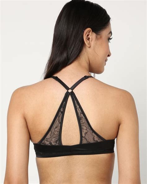 Push-Up Bra with Lace Racer-Back - JioMart
