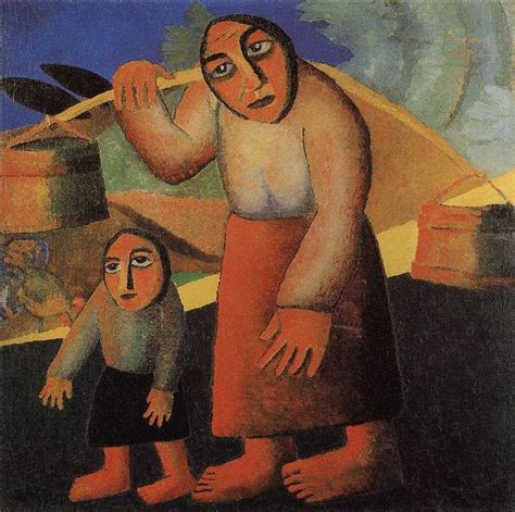 Крестьянка с ведрами и ребенком, c.1912 - Казимир Малевич - WikiArt.org