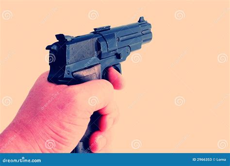 Hand gun stock image. Image of hand, aims, sidearm, poised - 2966353