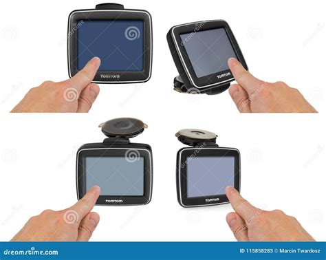 TomTom GPS Car Navigation with Handle. the Finger Indicates the ...