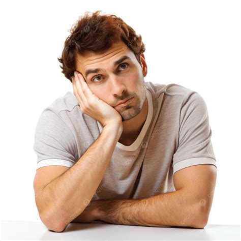 tired man   bored expression leaning   hands perfect