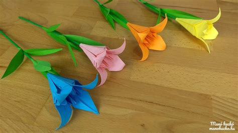 Origami liliom hajtogatás - 3D virág - Manó kuckó | Paper crafts ...