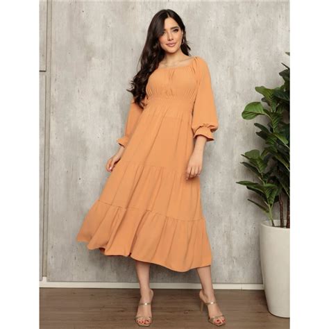 Shopee Vestido Manga Longa - Vestido manga longa em duna\ Ref-W003 | Shopee Brasil