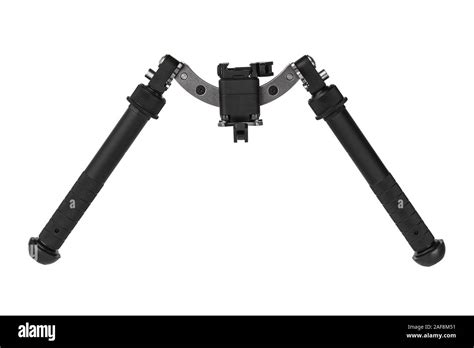 Bipod for sniper rifle isolate on a white background. Emphasis for ...