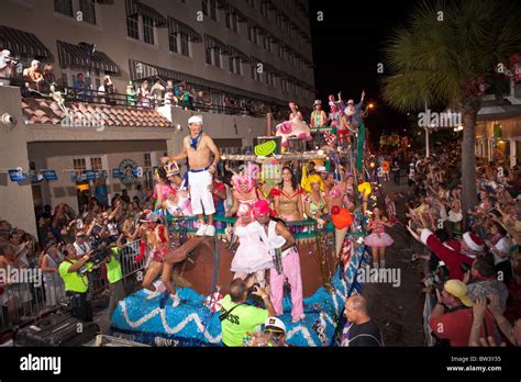 Costumed revelers during Fantasy Fest halloween parade in Key West