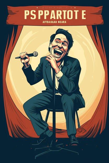 Premium AI Image | a poster for a man singing on stage with a microphone