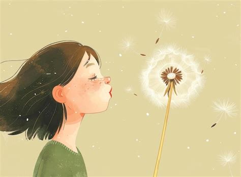 Premium Photo | A girl blowing a dandelion