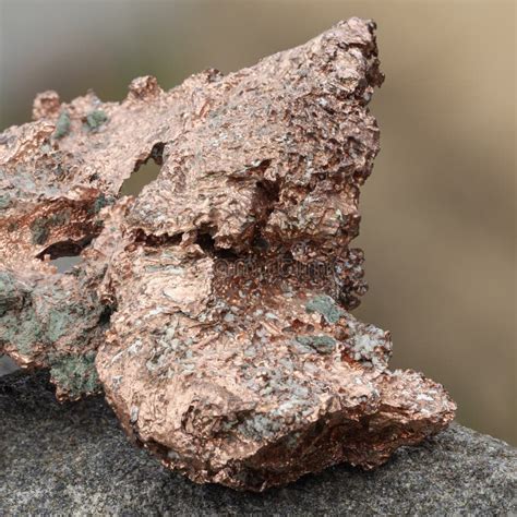 close    native copper mineral sample   rock stock photo