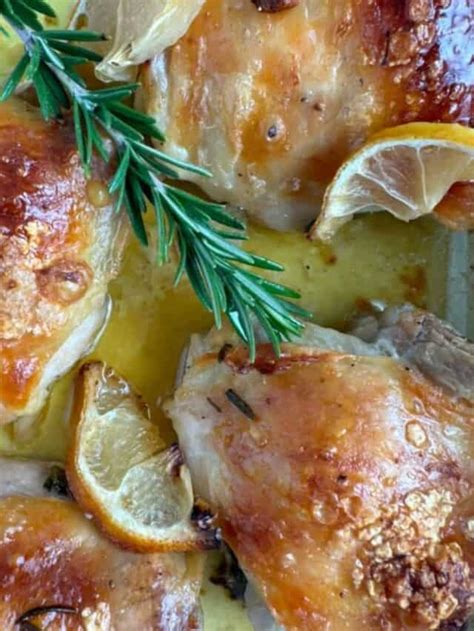 Baked Lemon Chicken Thighs - ASweetThyme.com