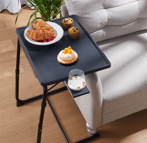 Foldable Adjustable TV Tray Table with 6 Height & 3 Tilt Angle, Snack ...