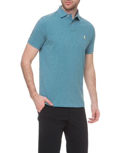 Мужское голубое поло Polo Ralph Lauren 710680784111 — MD-Fashion
