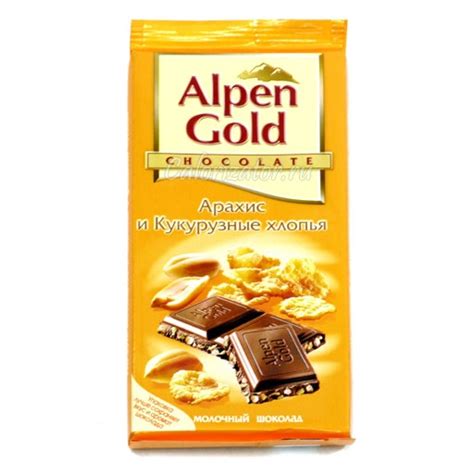 Шоколад Alpen Gold Арахис и Кукурузные хлопья - калорийность, полезные ...