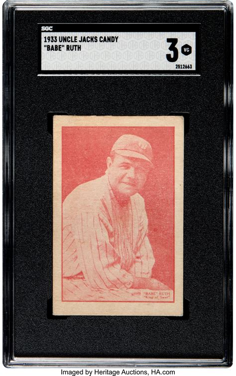 1933 Uncle Jacks Candy Babe Ruth SGC VG 3 - Only Seven Graded | Lot